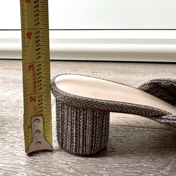 Loeffler Randall Emilia Pleated Lamé Knotted Mules Sandal Heels -Silver Glitter - Picture 16 of 16